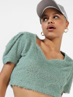 SAGE GREEN TEXTURED TOP