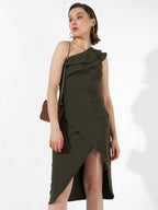 SOLID OLIVE GREEN DRESS
