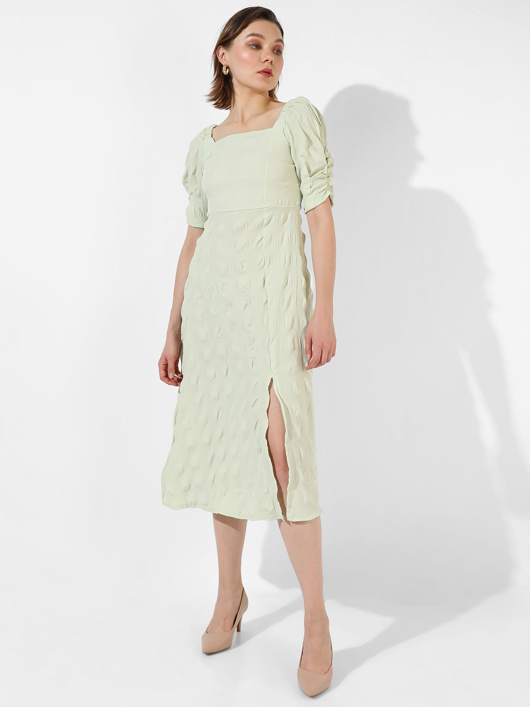 Green Textured Dress