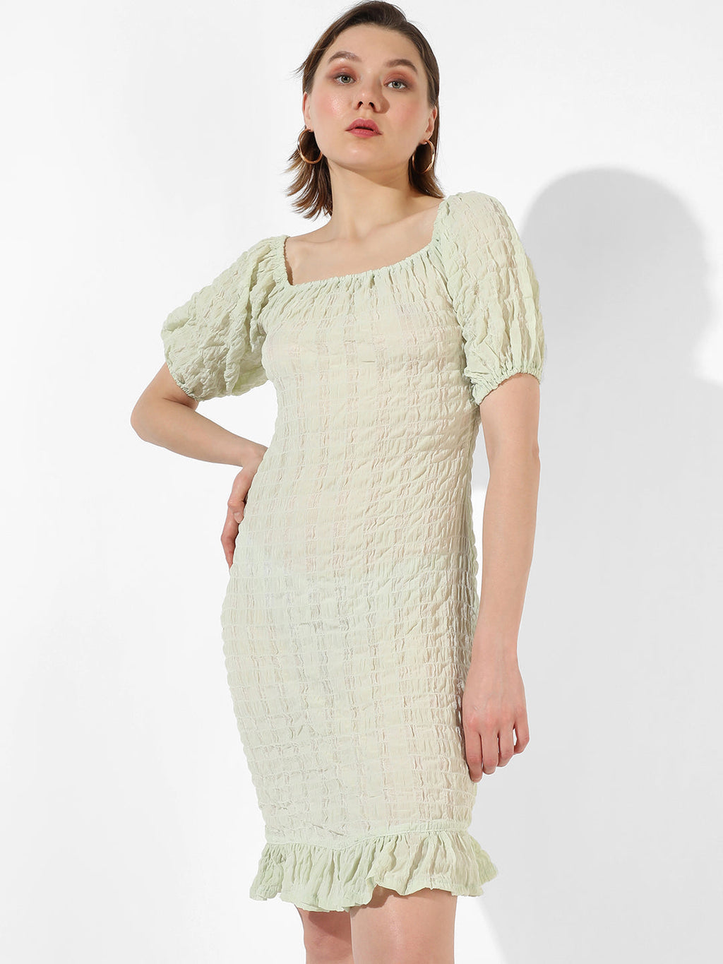 Solid Dress With Ruffle Detail