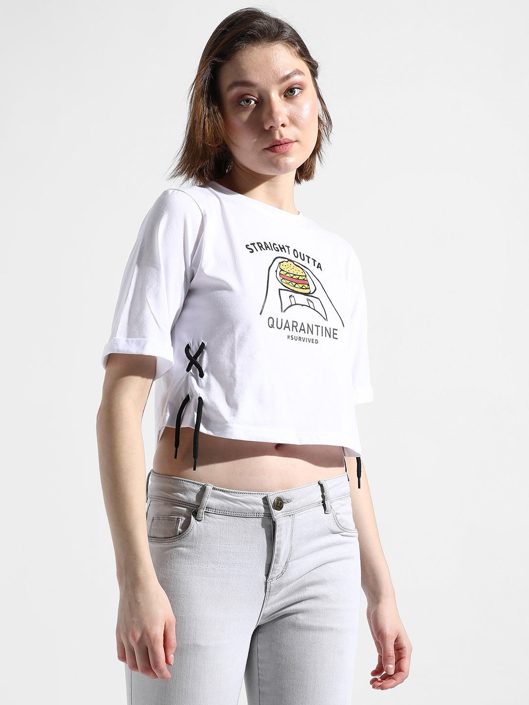 White Printed Top