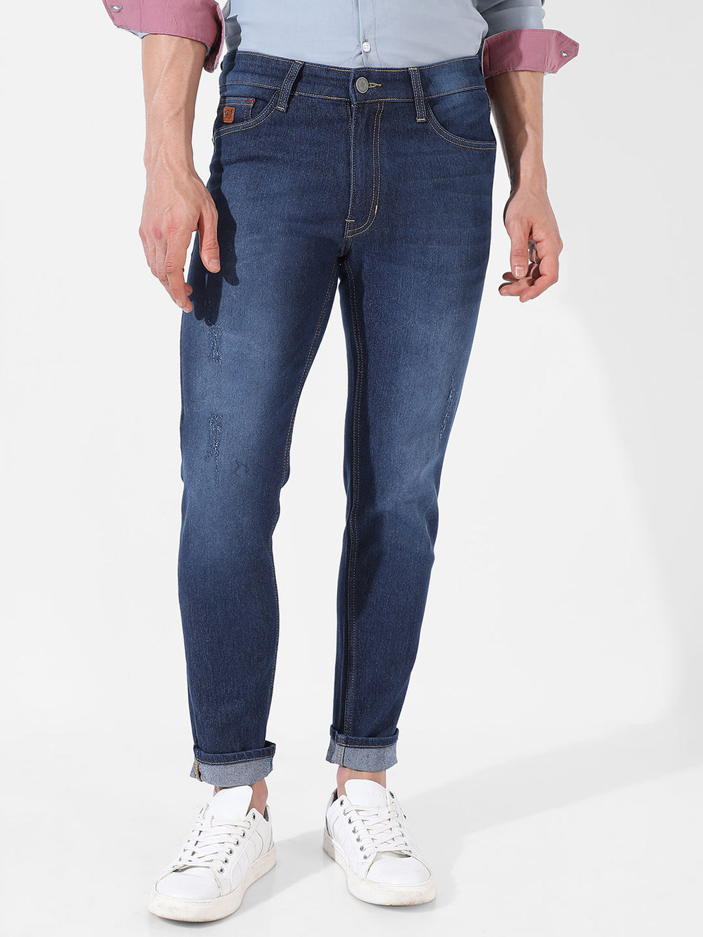 Campus Sutra Rolled Hem Denim Jeans