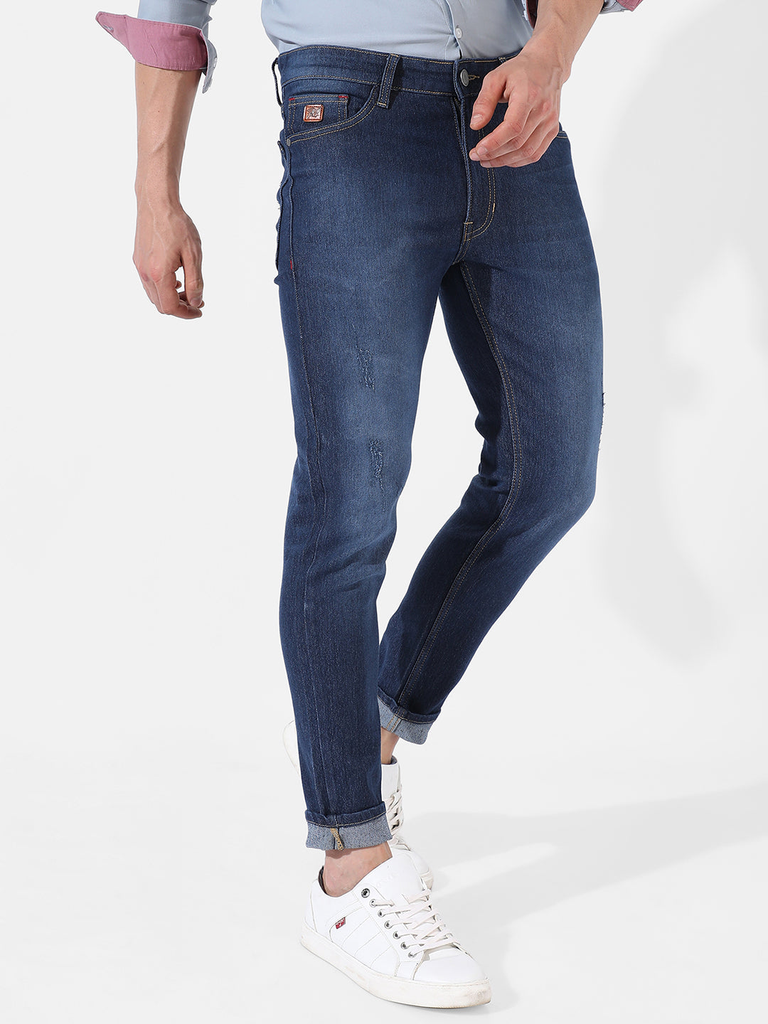 Campus Sutra Rolled Hem Denim Jeans