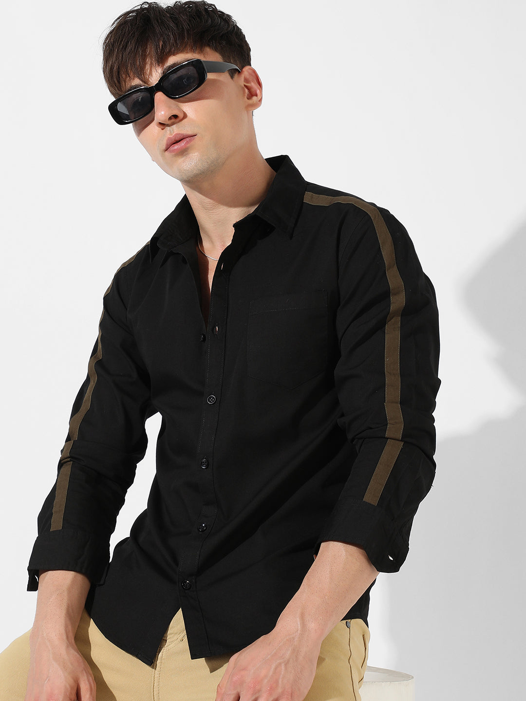 Campus Sutra Side Striped Shirt