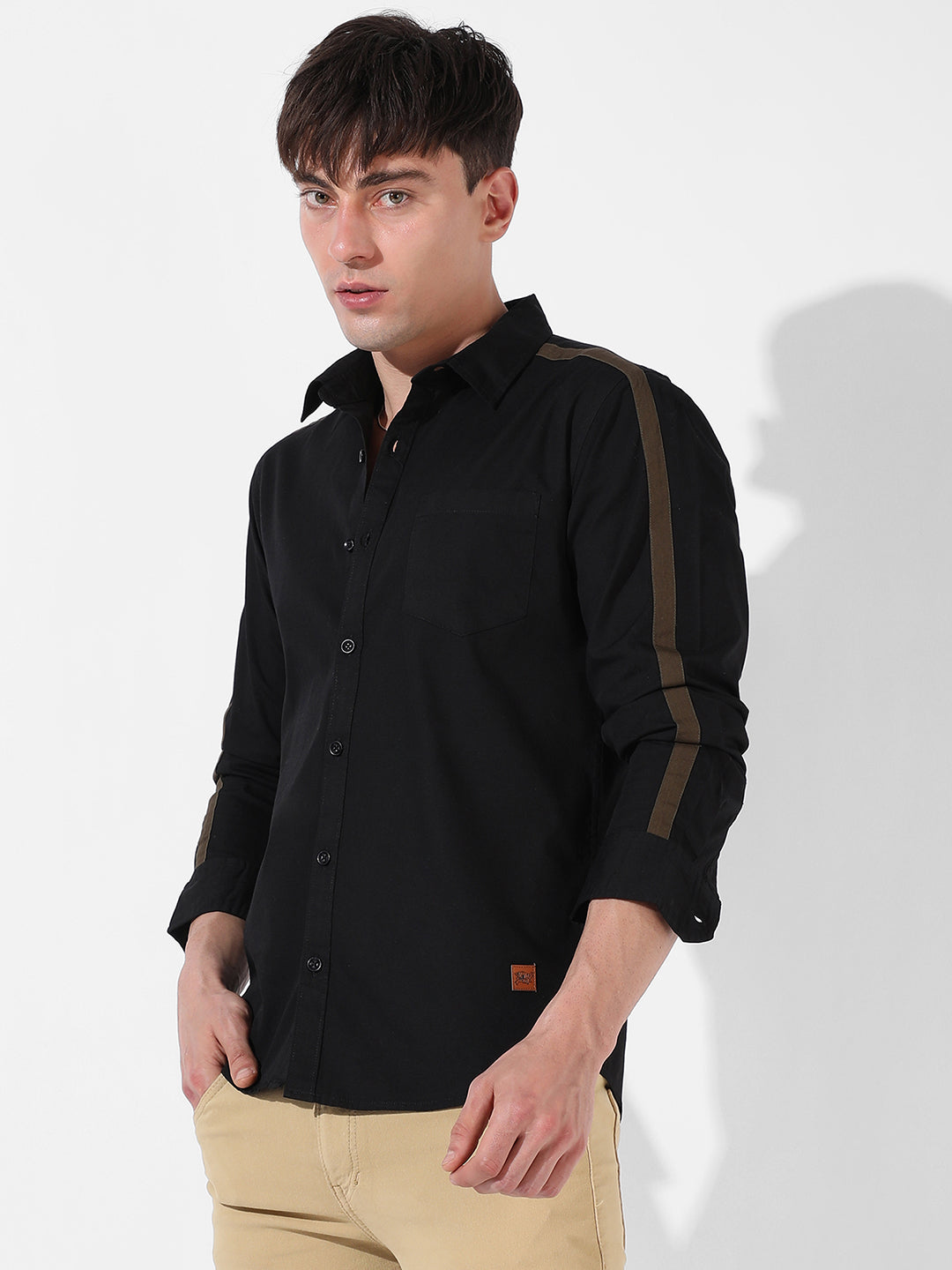 Campus Sutra Side Striped Shirt