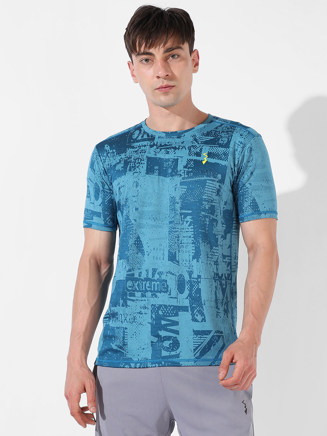 Campus Sutra Abstract Print Activewear T-Shirt