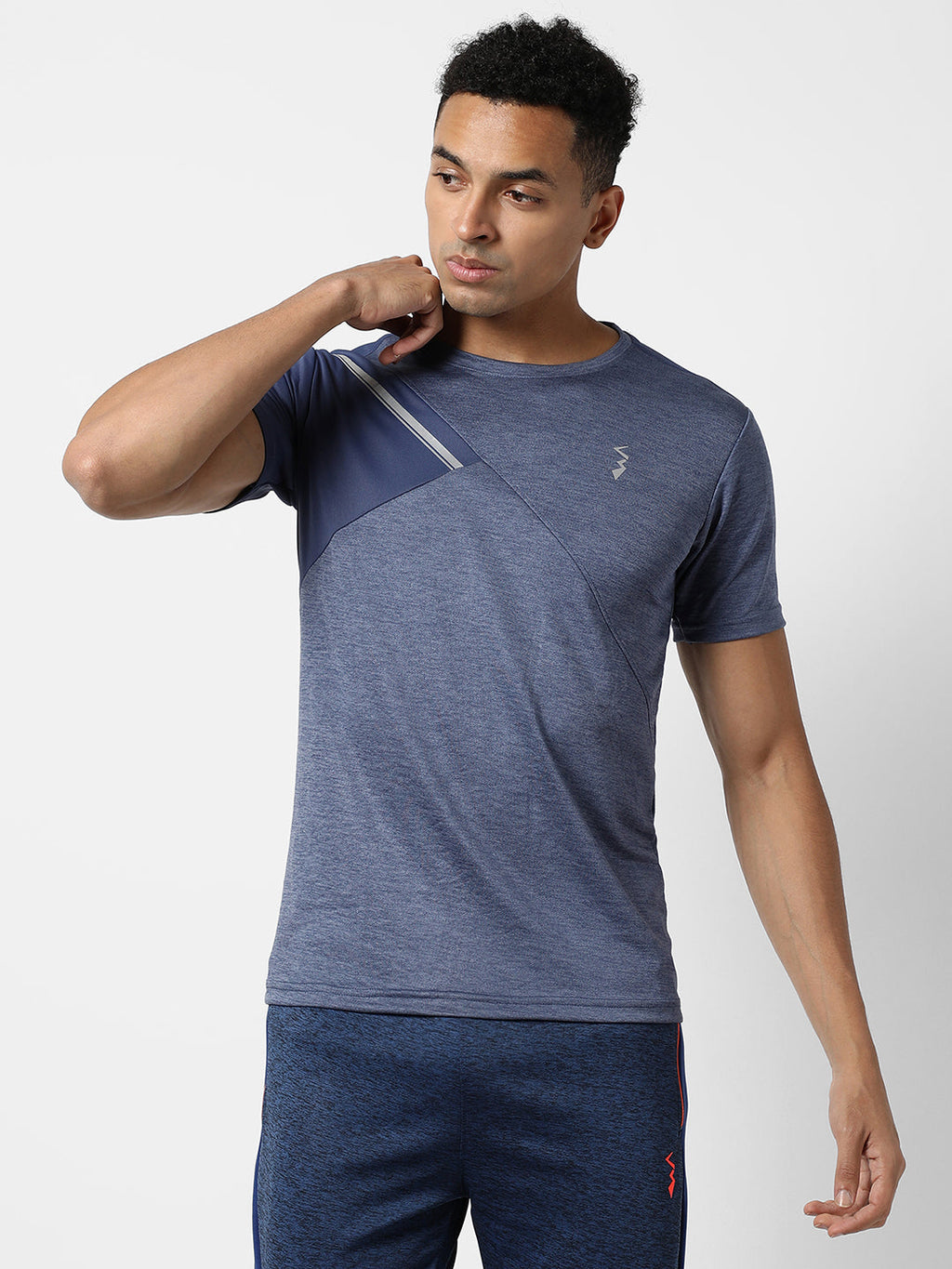 Campus Sutra Contrast Heathered Activewear T-Shirt