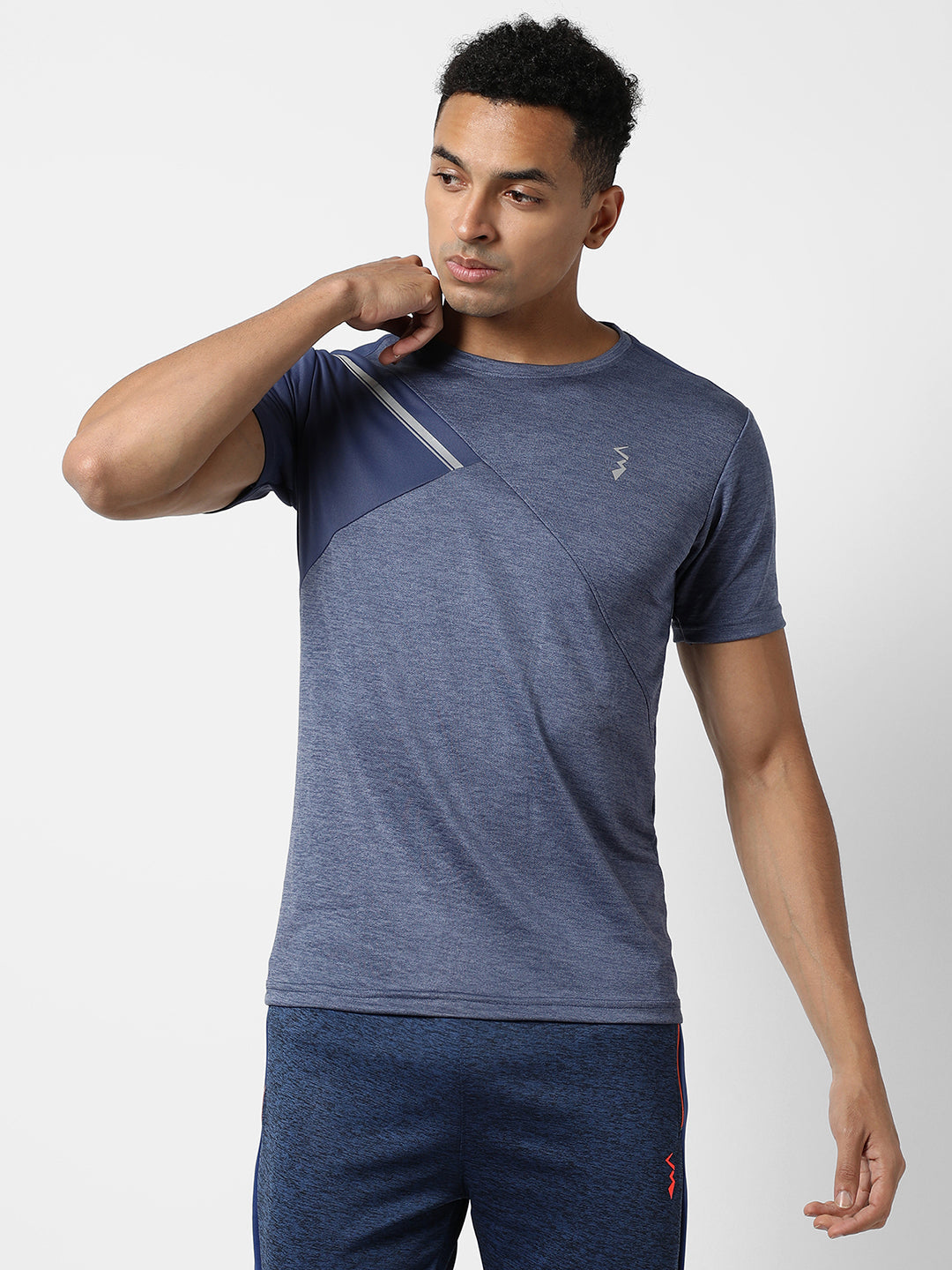 Campus Sutra Contrast Heathered Activewear T-Shirt
