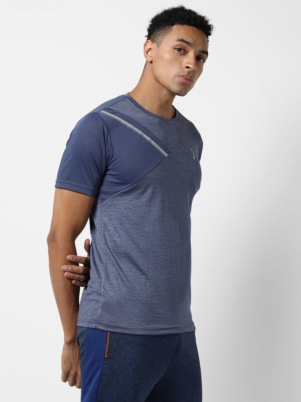 Campus Sutra Contrast Heathered Activewear T-Shirt