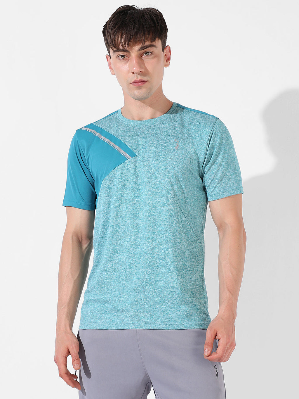 Campus Sutra Contrast Heathered Activewear T-Shirt