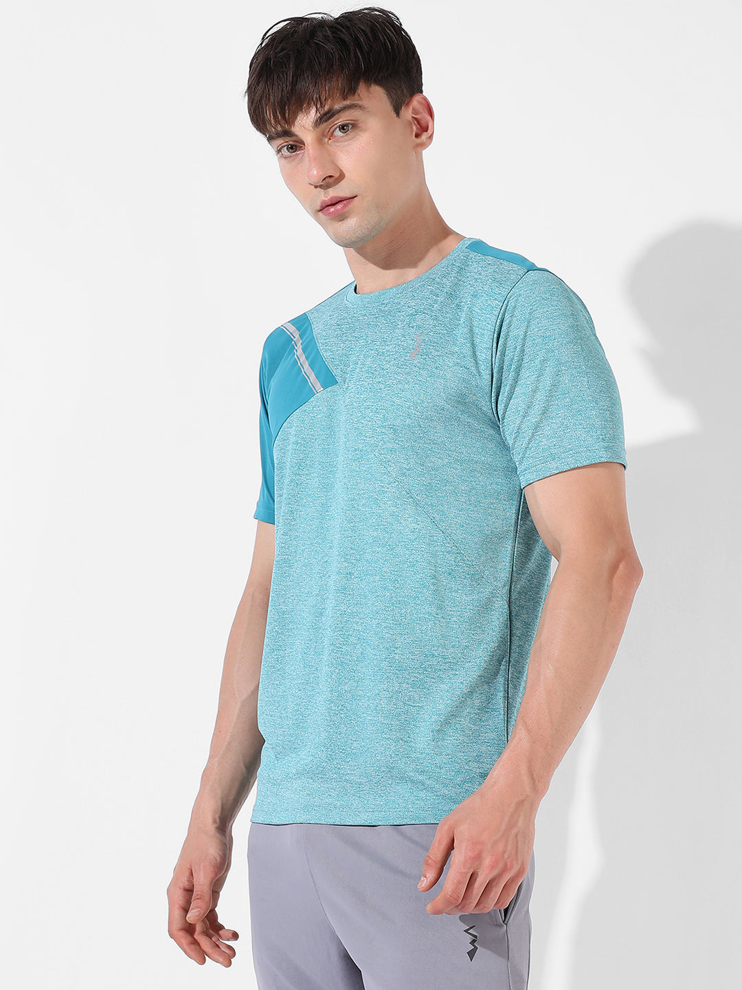 Campus Sutra Contrast Heathered Activewear T-Shirt