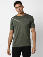 Campus Sutra Contrast Heathered Activewear T-Shirt