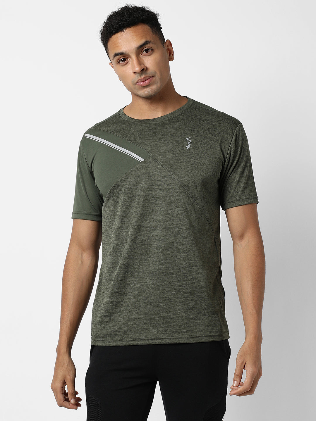 Campus Sutra Contrast Heathered Activewear T-Shirt