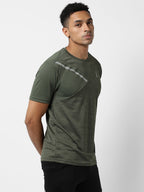 Campus Sutra Contrast Heathered Activewear T-Shirt