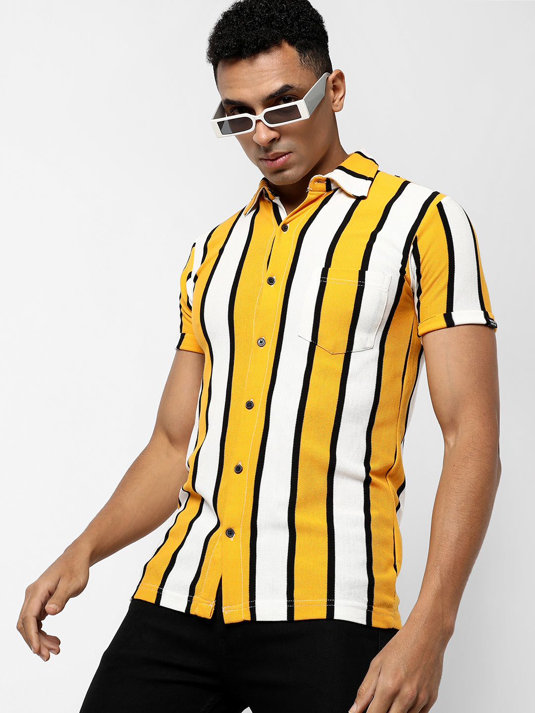 Campus Sutra Dramatic Striped Shirt