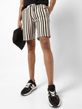 Campus Sutra Barcode Striped Knit Shorts