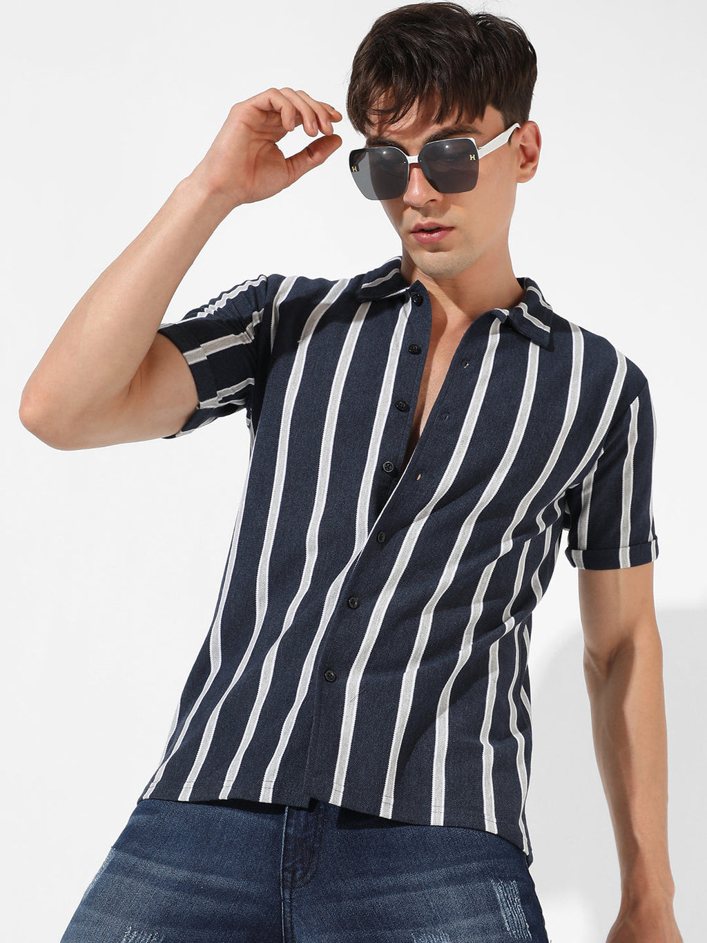 Campus Sutra Contrast Halo Striped Shirt