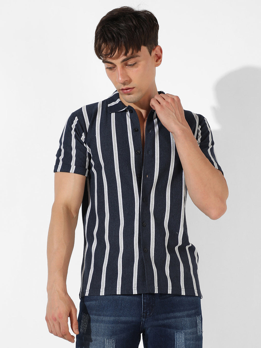 Campus Sutra Contrast Halo Striped Shirt