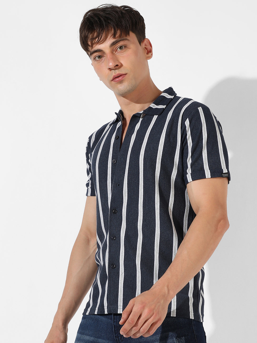 Campus Sutra Contrast Halo Striped Shirt