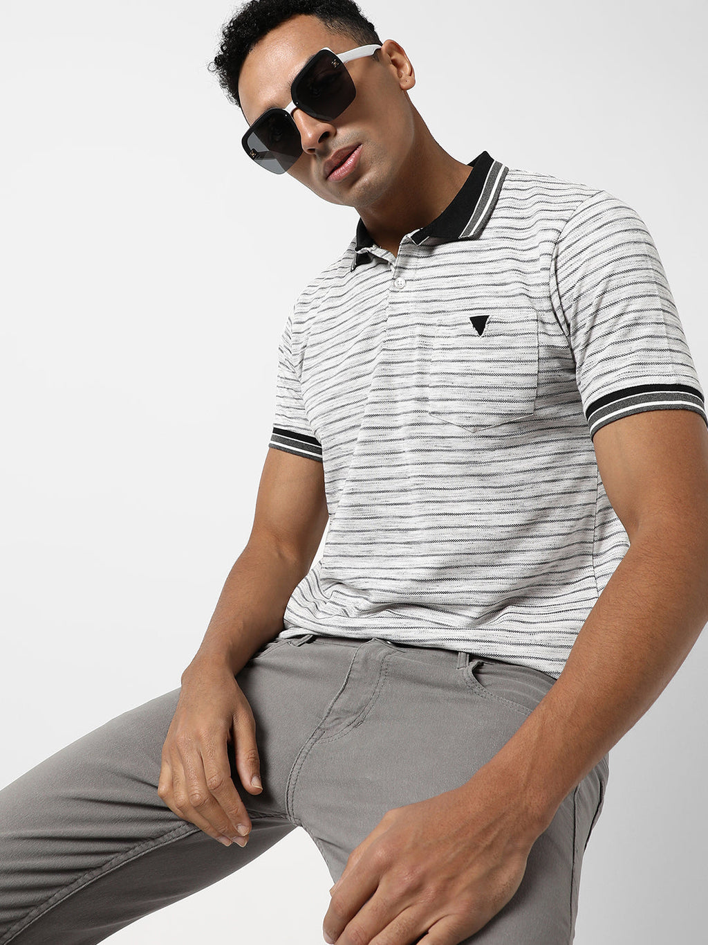 Campus Sutra Striped Casual T-Shirt