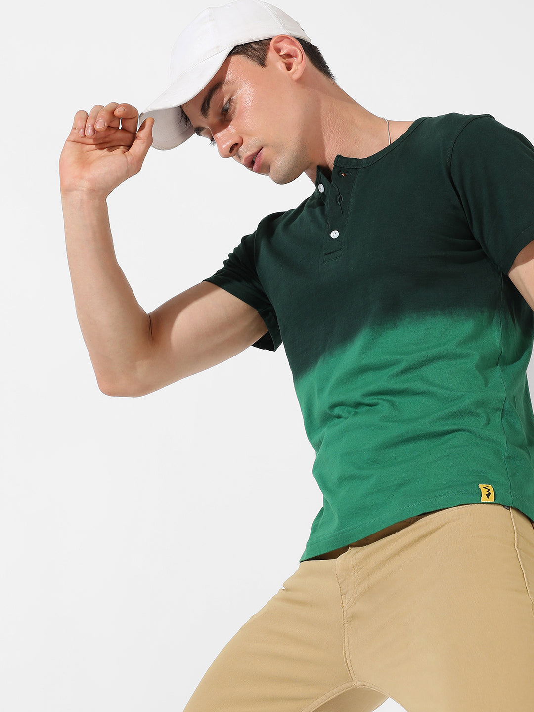 Campus Sutra Ombre Henley T-Shirt