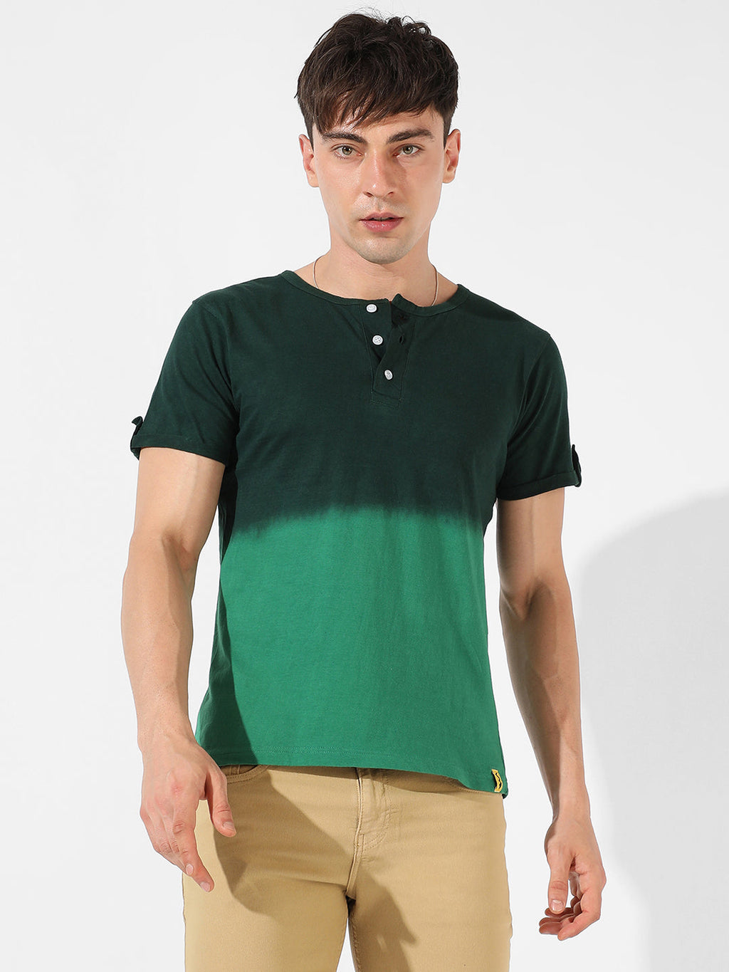 Campus Sutra Ombre Henley T-Shirt