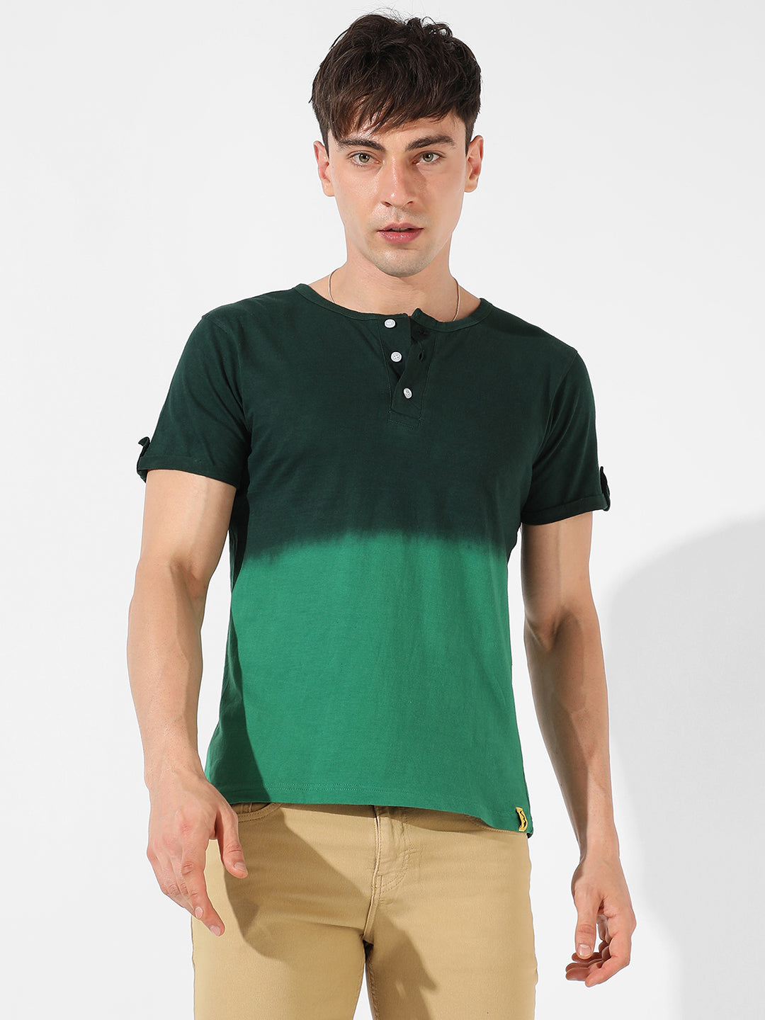 Campus Sutra Ombre Henley T-Shirt