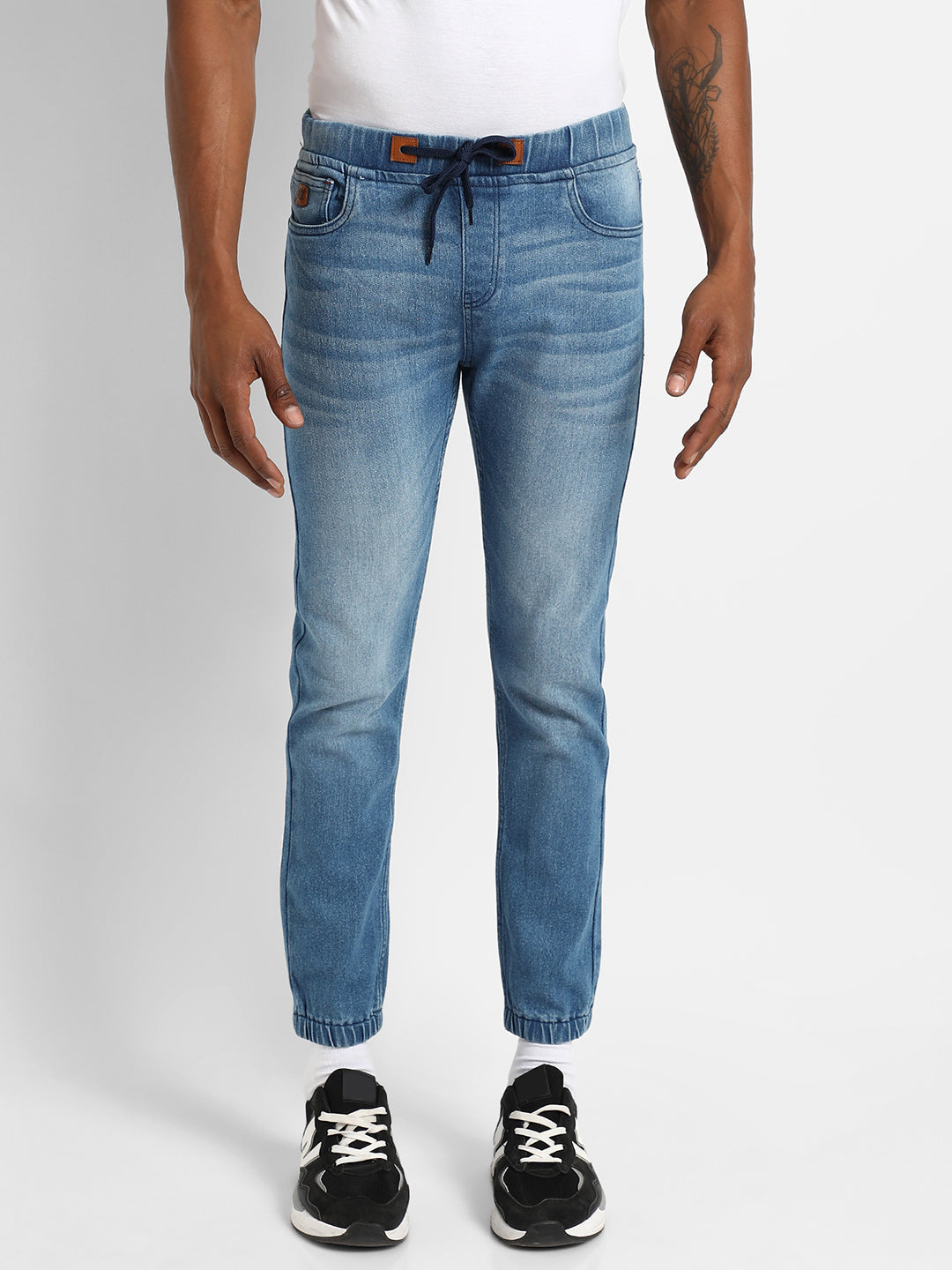 Campus Sutra Cinched Hem Denim Jeans