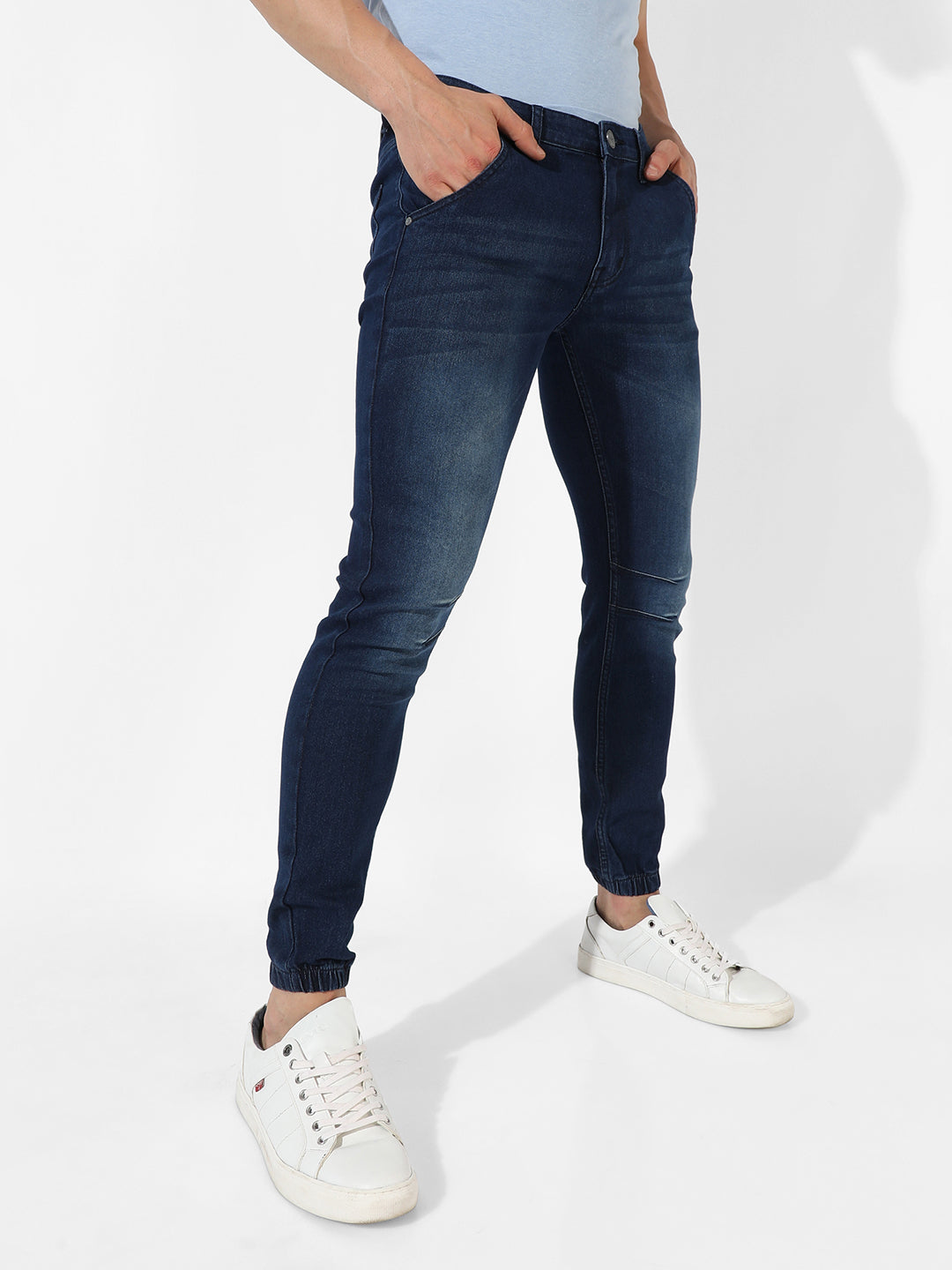 Campus Sutra Cinched Hem Denim Jeans