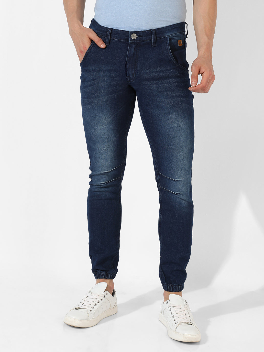 Campus Sutra Cinched Hem Denim Jeans