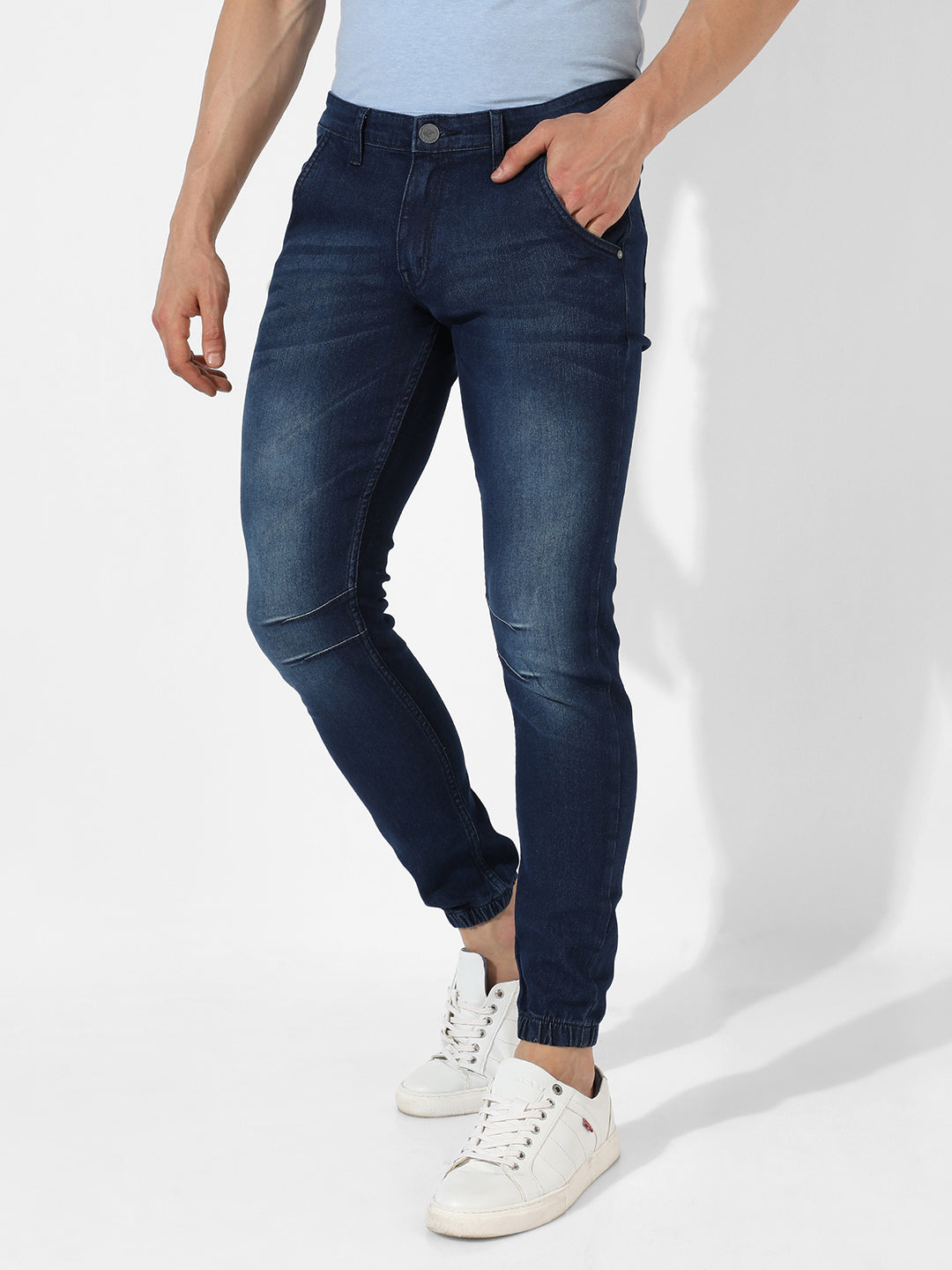 Campus Sutra Cinched Hem Denim Jeans