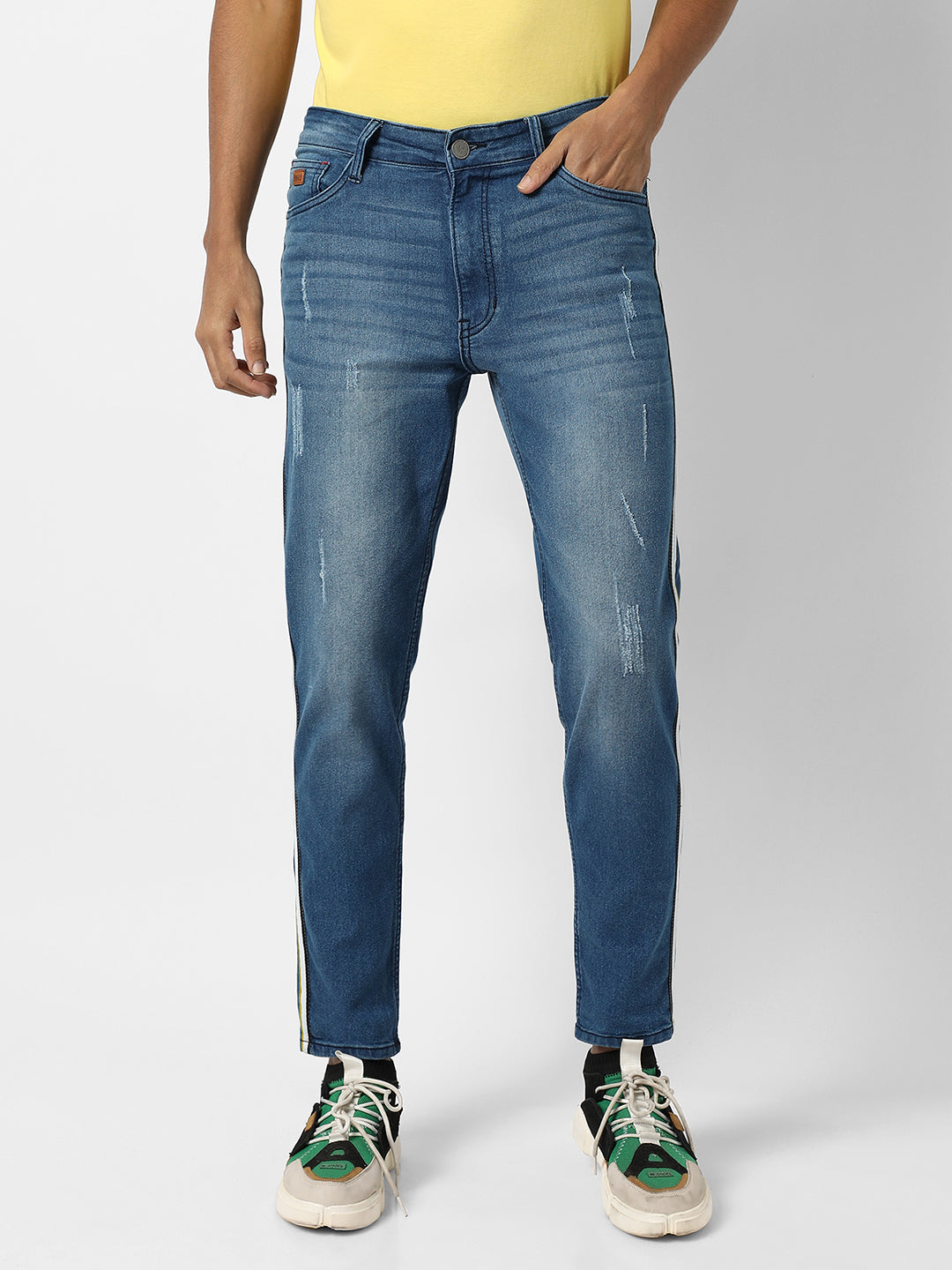 Campus Sutra Contrast Side-Striped Denim Jeans