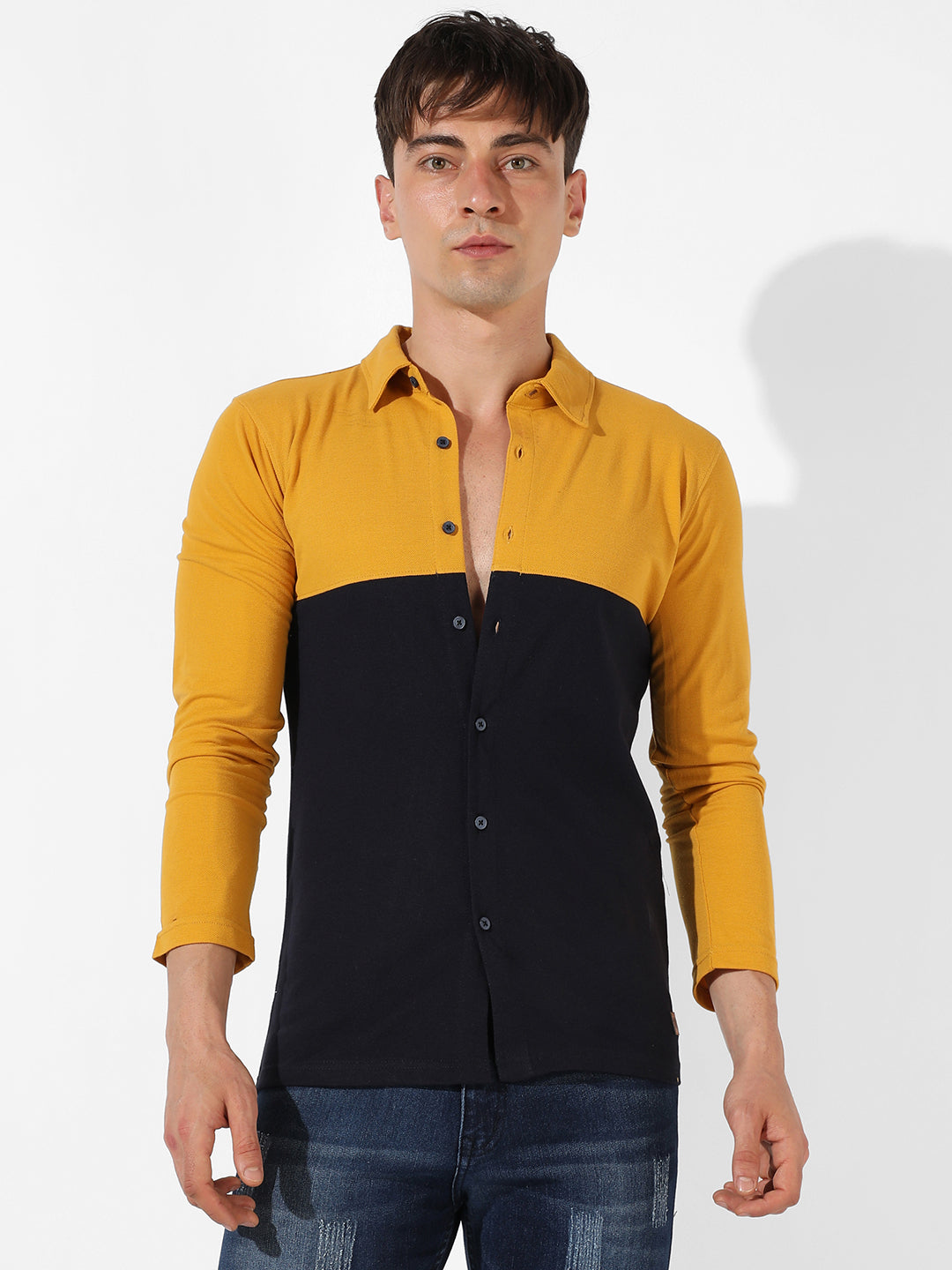 Campus Sutra Contrast Panel Shirt