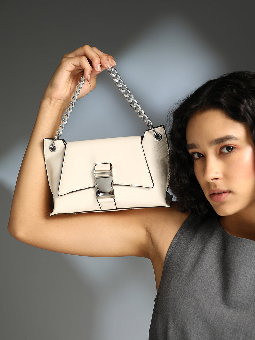 Haute Sauce The Indus-Slouch Hand Bag - Cream White