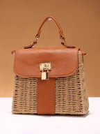 The Riviera-Straw Hand Bag - Chocolate Brown