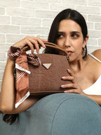 The Denim-Curve Hand Bag - Peanut Brown