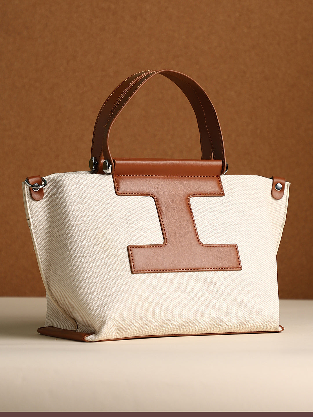 Haute Sauce The Riviera-Daze Hand Bag - Russet Brown & Cream White