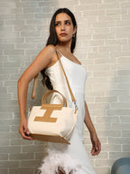 The Riviera-Daze Hand Bag - Yellow Ochre & Cream White