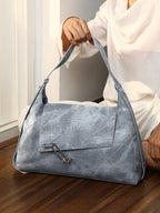 The Large Slant-Flap Hobo Bag - Icy Blue