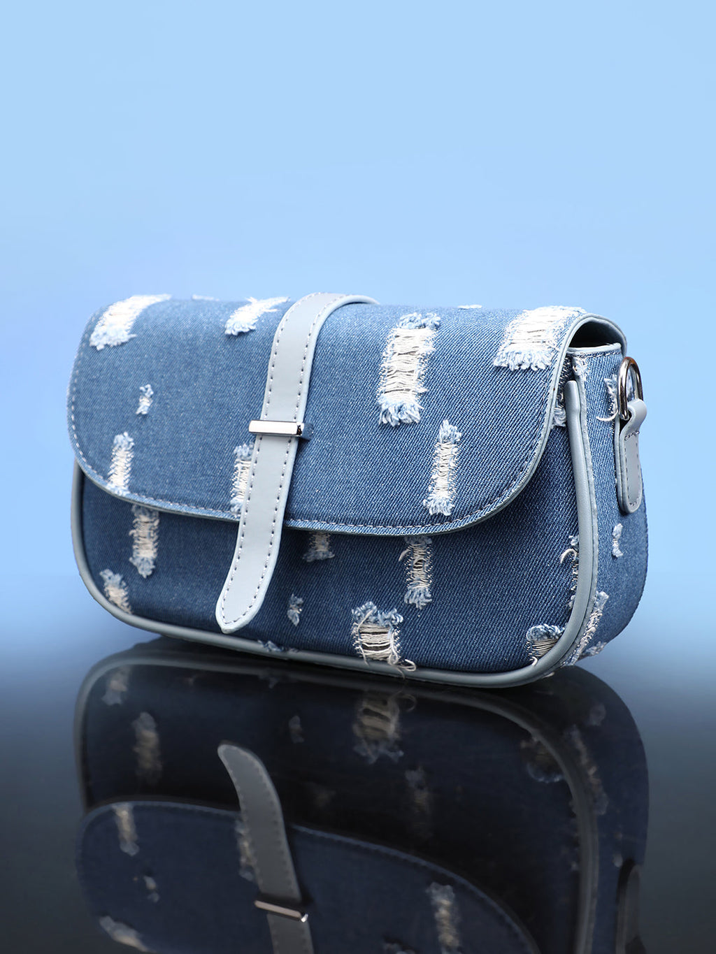 Haute Sauce The Denim-Structured Sling Bag With Pouch - Indigo Blue