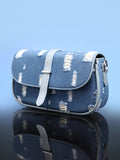 Haute Sauce The Denim-Structured Sling Bag With Pouch - Indigo Blue