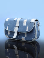 Haute Sauce The Denim-Structured Sling Bag With Pouch - Indigo Blue