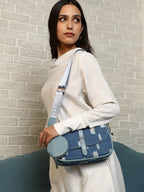 Haute Sauce The Denim-Structured Sling Bag With Pouch - Indigo Blue