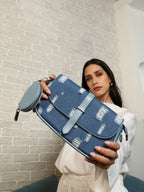 Haute Sauce The Denim-Structured Sling Bag With Pouch - Indigo Blue