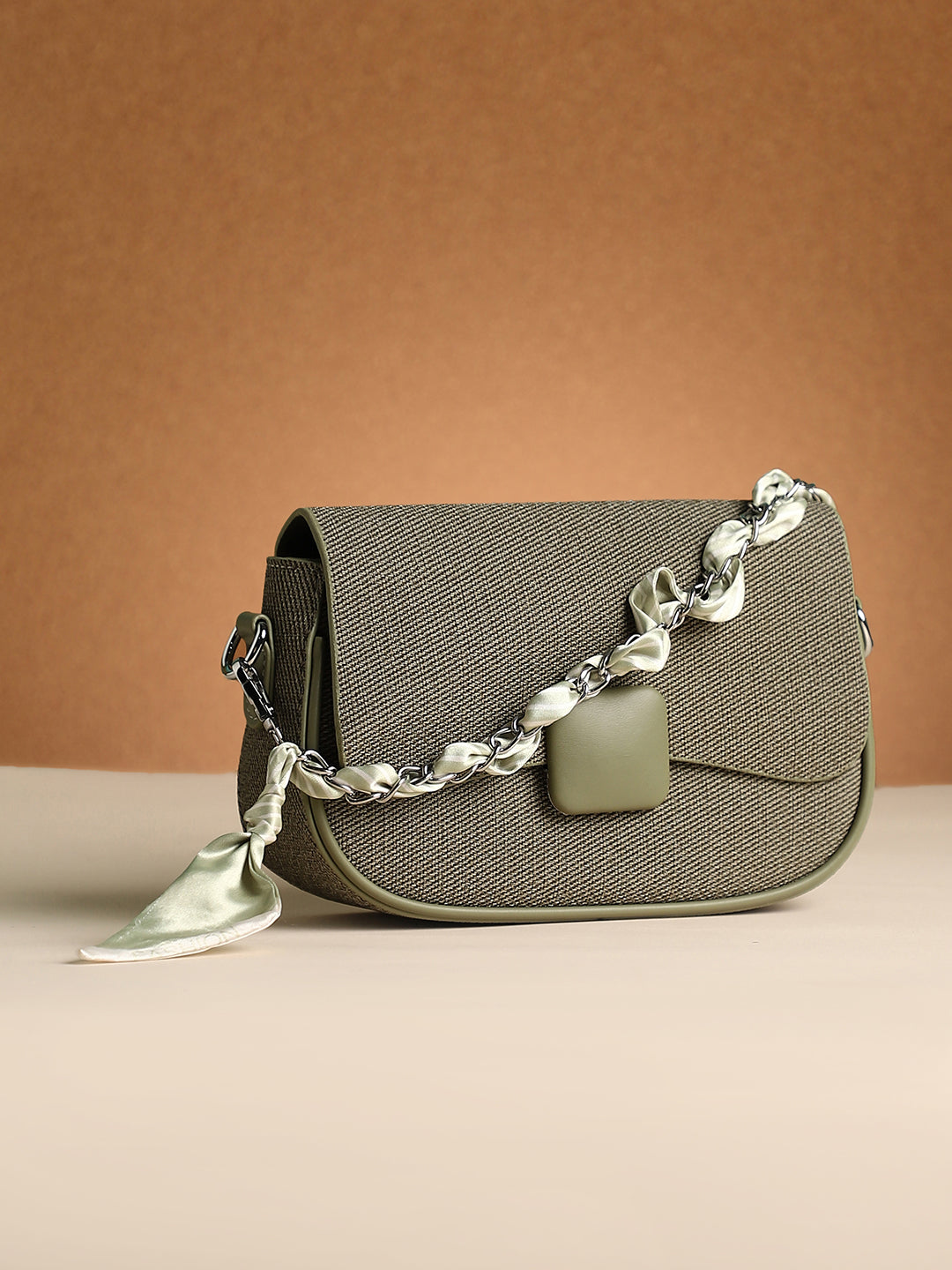 Haute Sauce The Ribbed Curve Hand Bag - Olive Green