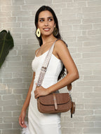 The Ribbed-Structured Sling Bag With Pouch - Peanut Brown