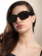 Haute Sauce The Chunky-Retro Rectangular Sunglass - Onyx Black