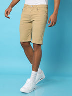 Campus Sutra Solid Regular Denim Shorts