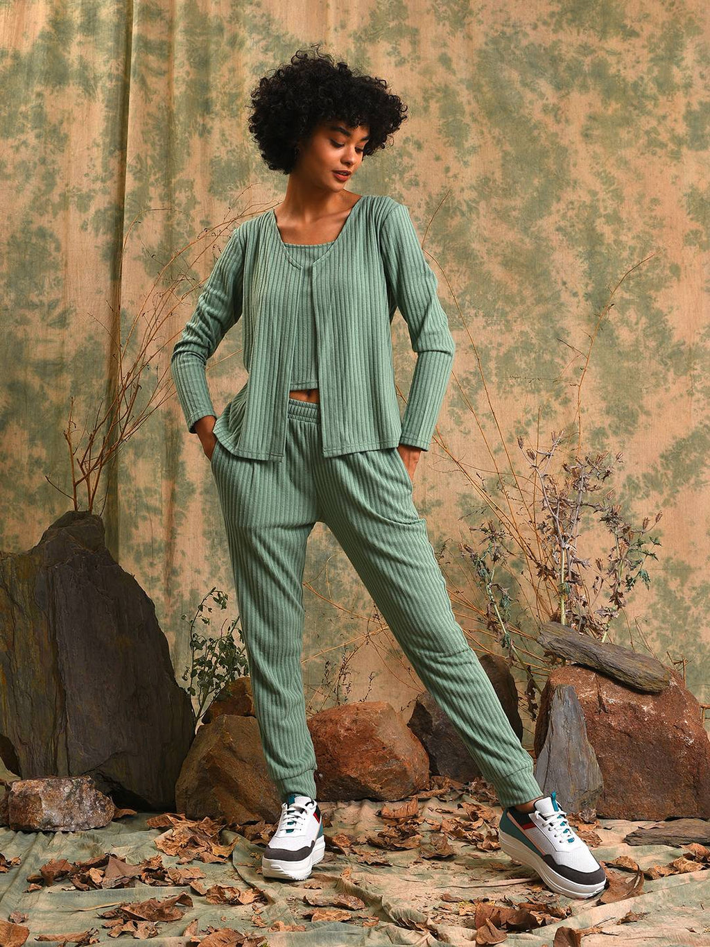 Solid Ribbed Co-Ord Set