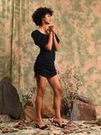 Solid Dress With Ruched Detail